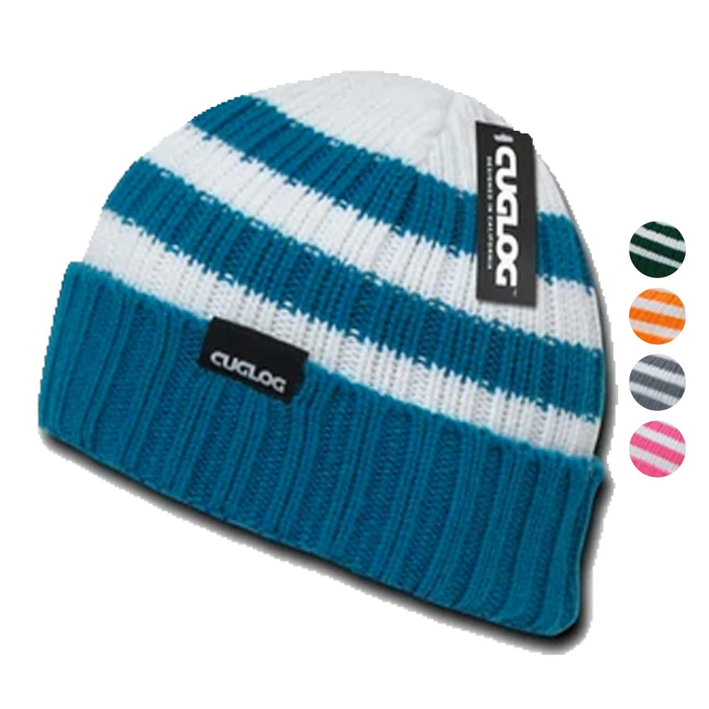 1 Dozen Cuglog Shasta Striped Sweater Beanies Wholesale Lots-