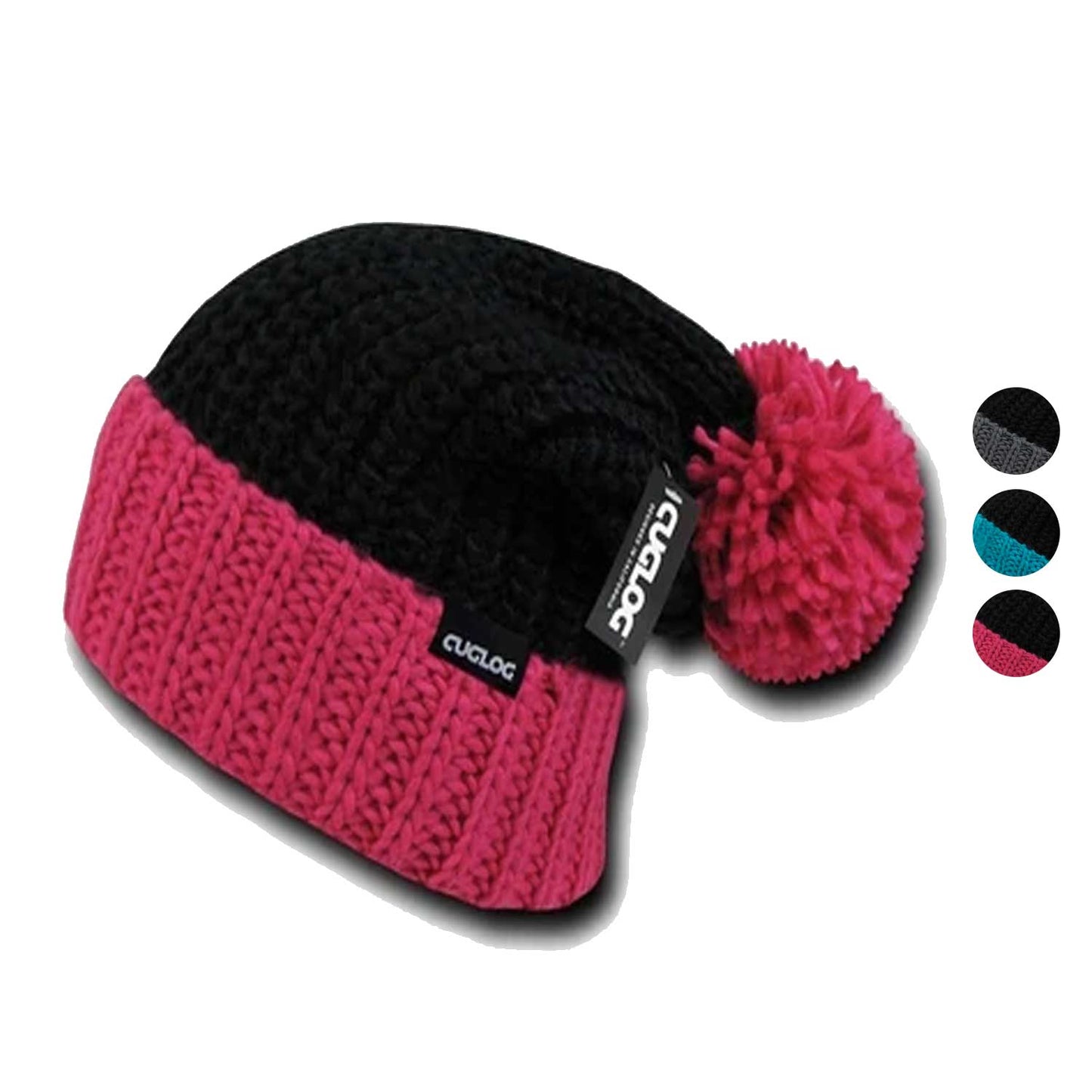 1 Dozen Cuglog Rainier Two Tone Cuffed Beanies Pom Style Wholesale Lots-CONTACT US TO MIX AND MATCH COLORS-