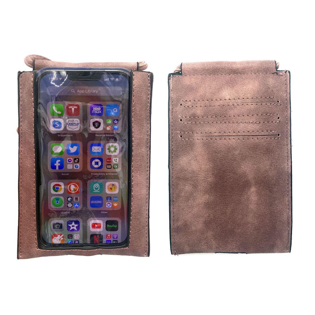 Empire Cove Cell Phone Crossbody Bags Touchscreen Clear Window Wallet Pouch Purse-Dusty Plum-