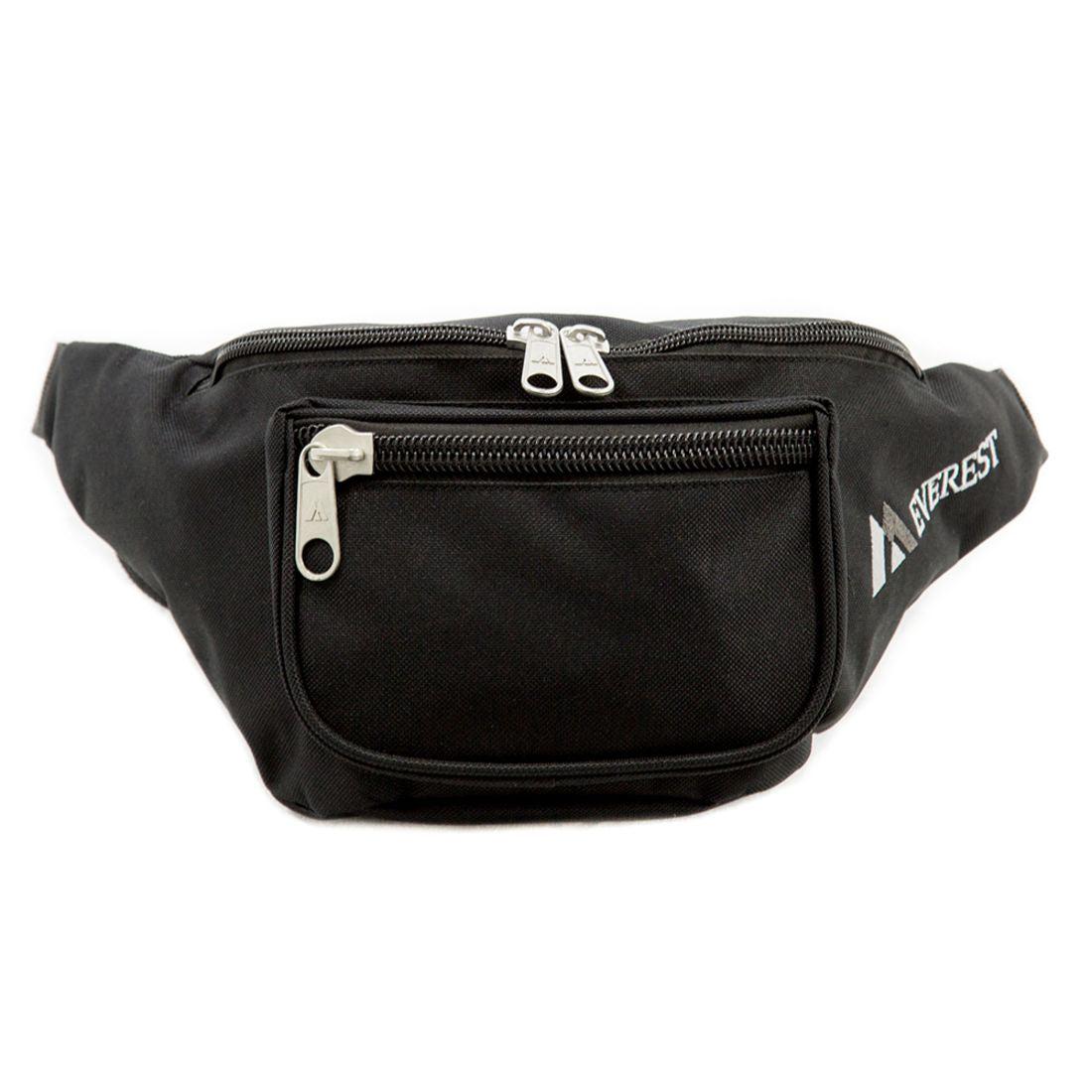 Everest Signature Waist Fanny Pack - Medium Size-Black-