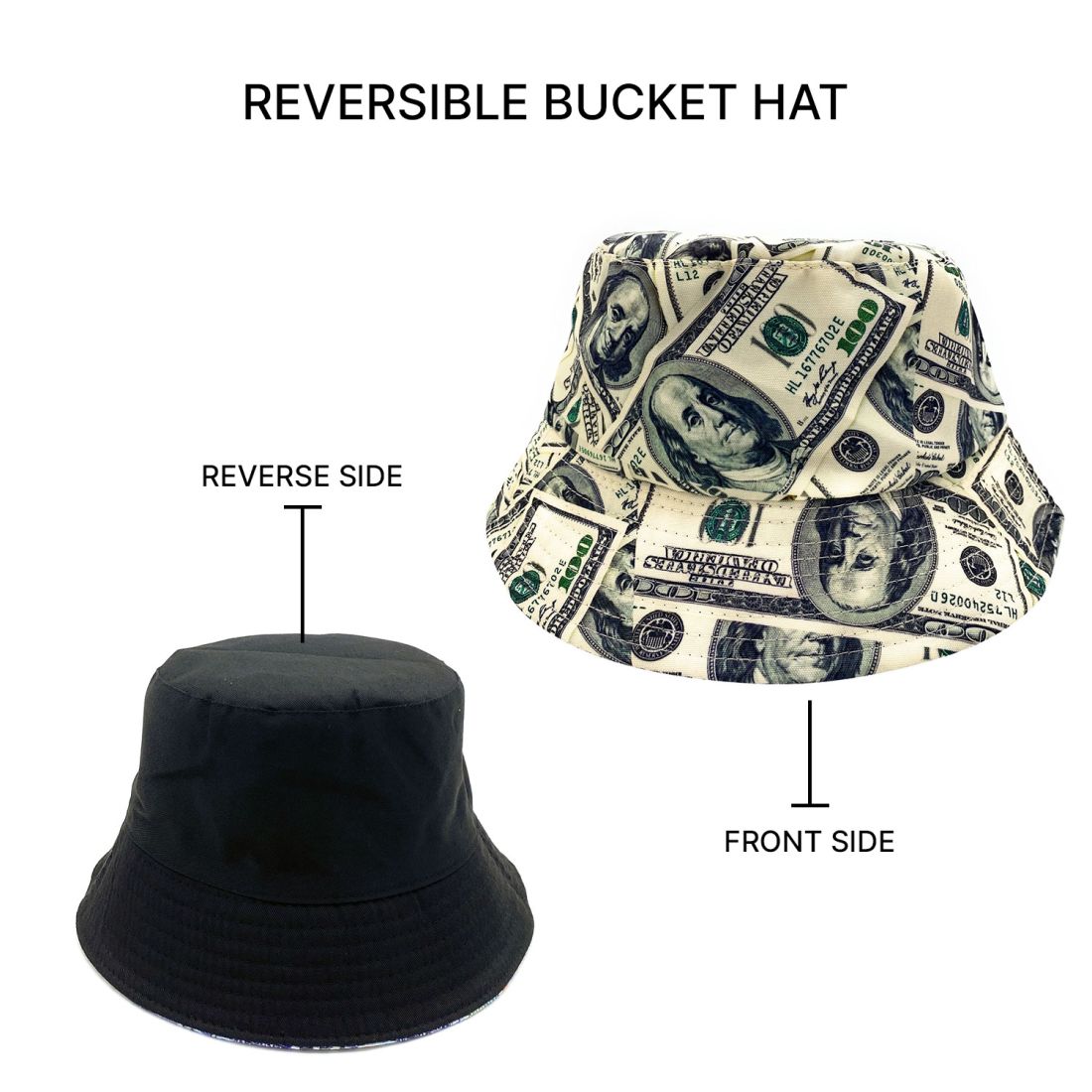 Empire Cove Mens 3 Piece Gift Set 100 Dollar Bill Bucket Hat Bifold Wallet Sunglasses-