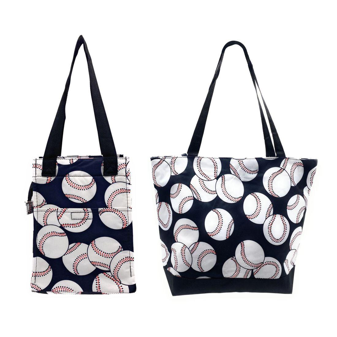 Empire Cove 2 Piece Gift Set Baseball Large Tote Bag Insulated Lunch Bag Cooler-