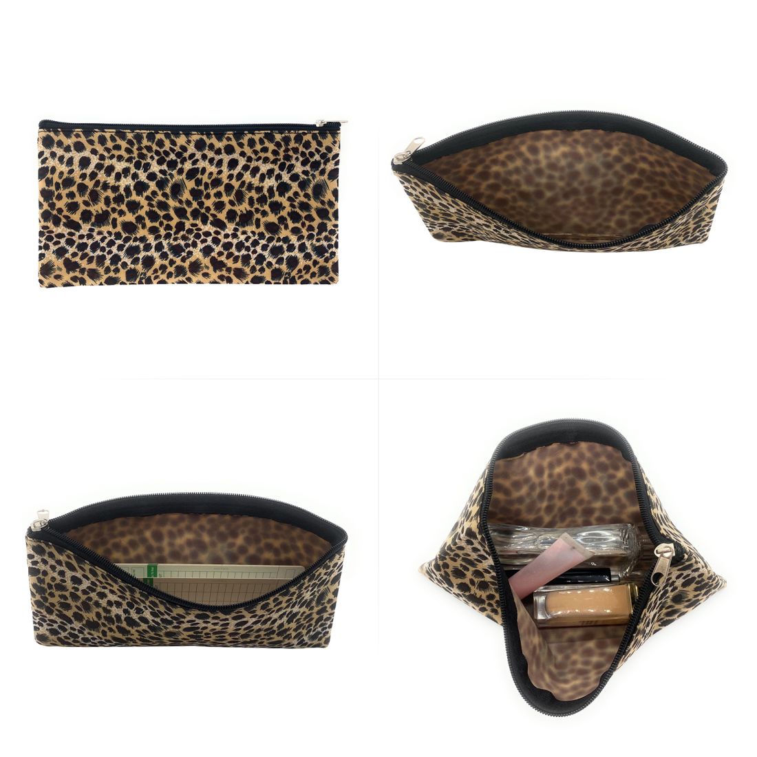 Empire Cove Womens 3 Piece Gift Set Leopard Tote Bag Cosmetic Bag Pouch Mirror-