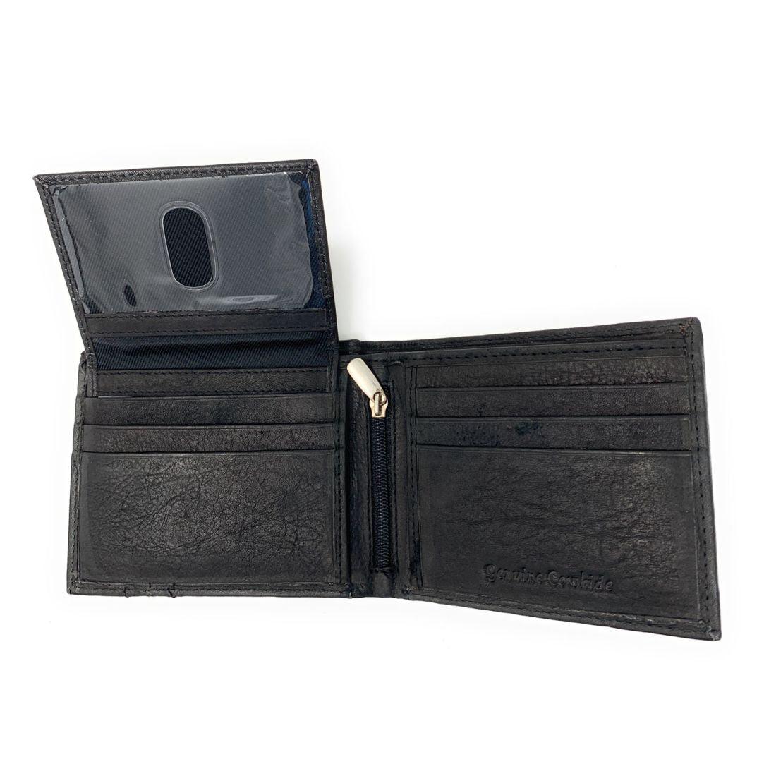 Empire Cove Stylish Genuine Leather Bifold Wallets Mens Womens-Black-