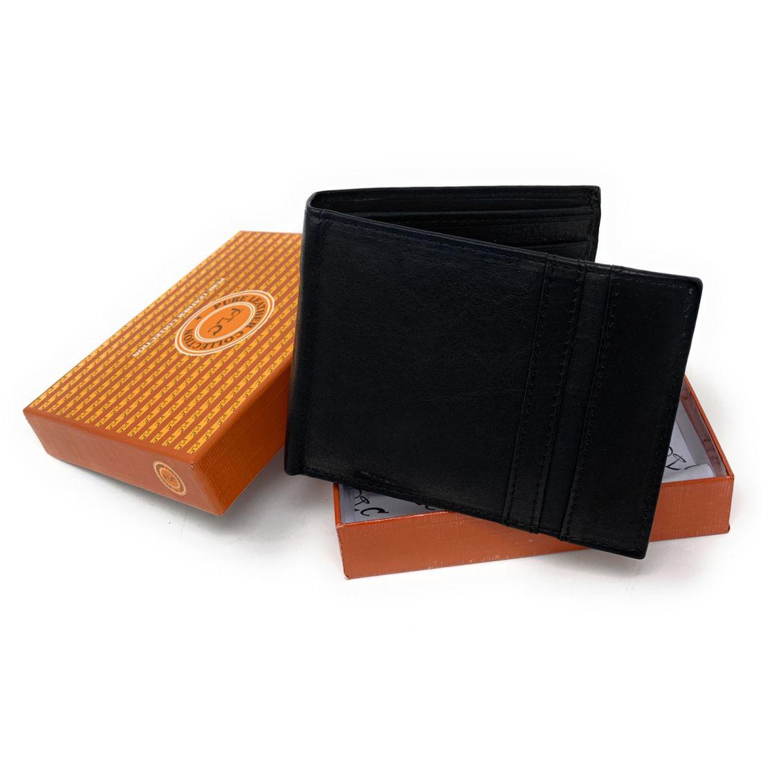 Empire Cove Stylish Genuine Leather Bifold Wallets Mens Womens-Black-