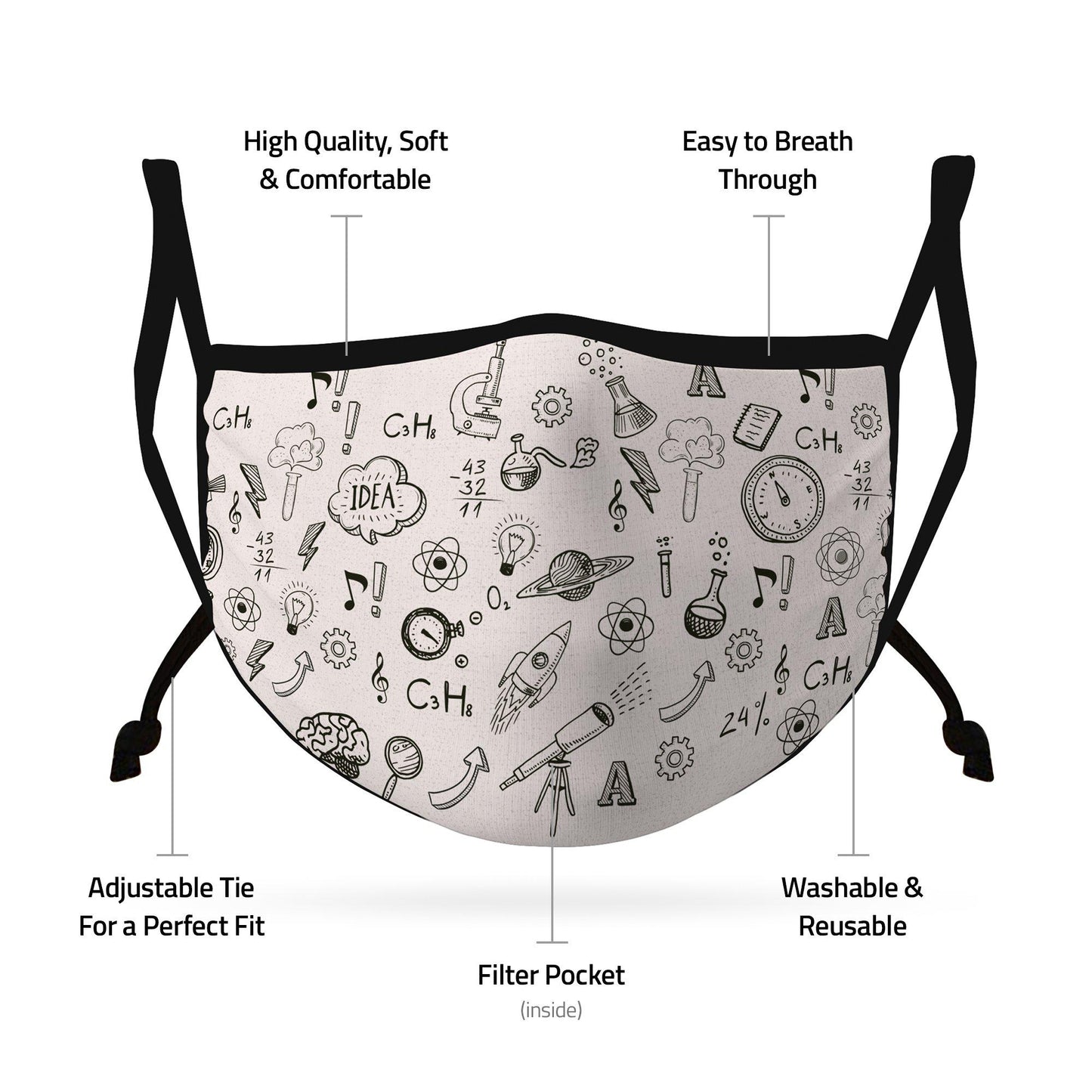 Cute Face Masks for Kids Child Adjustable Boys Girls Ages 3 to 9 Cotton Poly Washable Reusable 2 Layer Pocket Filter-Birthday-