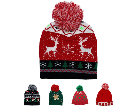 Empire Cove Winter Holiday Christmas Beanie with Yarn Pom Pom Holiday Gifts-Ho Ho Ho-