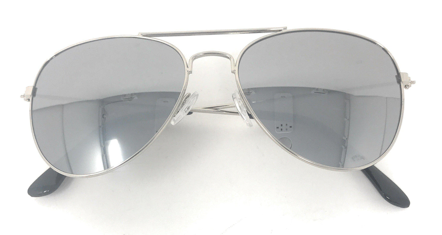Boys Girls Kids Toddlers Children Sunglasses UV Protection Top Styles w/ Pouch-Silver Mirror (Aviator)-
