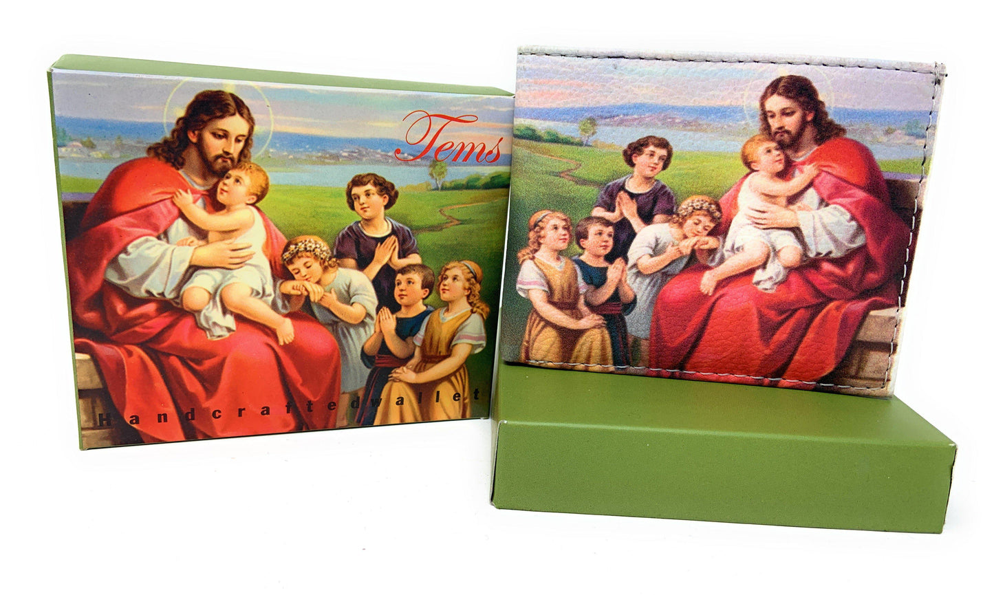 Printed Designs Bifold Wallets In Gift Box Cash Card Id Slots Mens Womens Youth-JESUS CHILDREN-