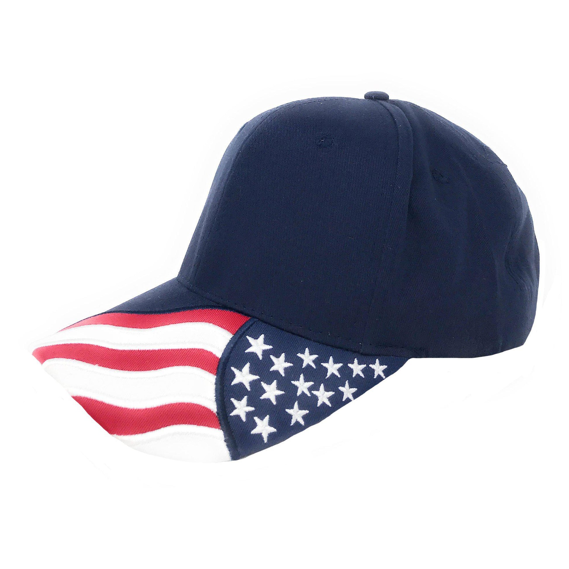 Patriotic USA US Flag Stars Racing 6 Panel Baseball Cotton Hats Caps-Red-