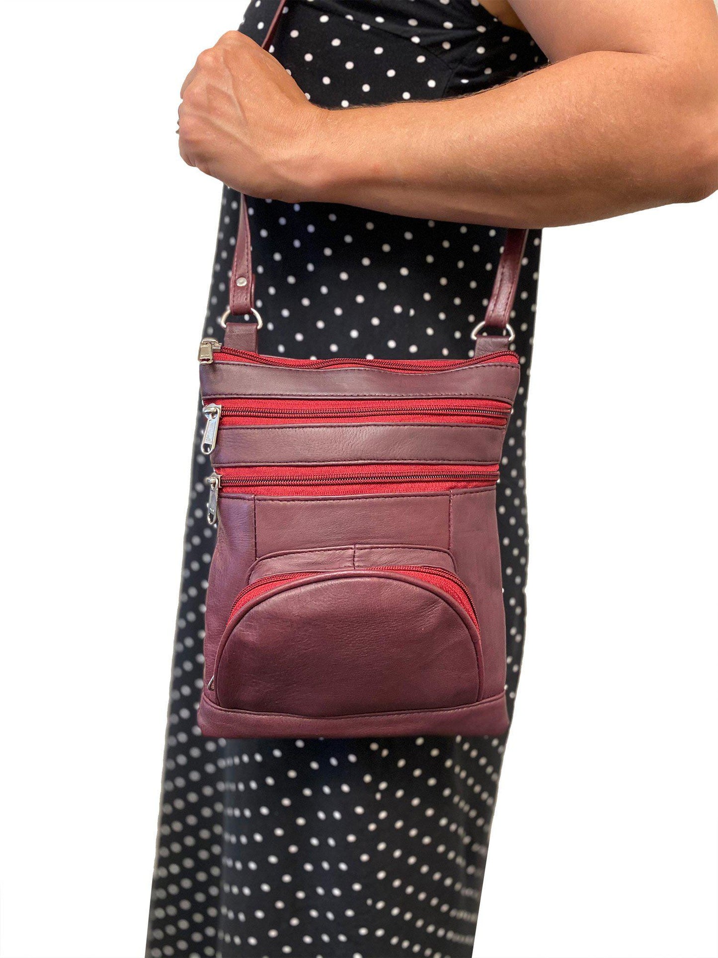 Casaba Womens Genuine Leather Crossbody Purse Shoulder Messenger Bag Organizer-Black-