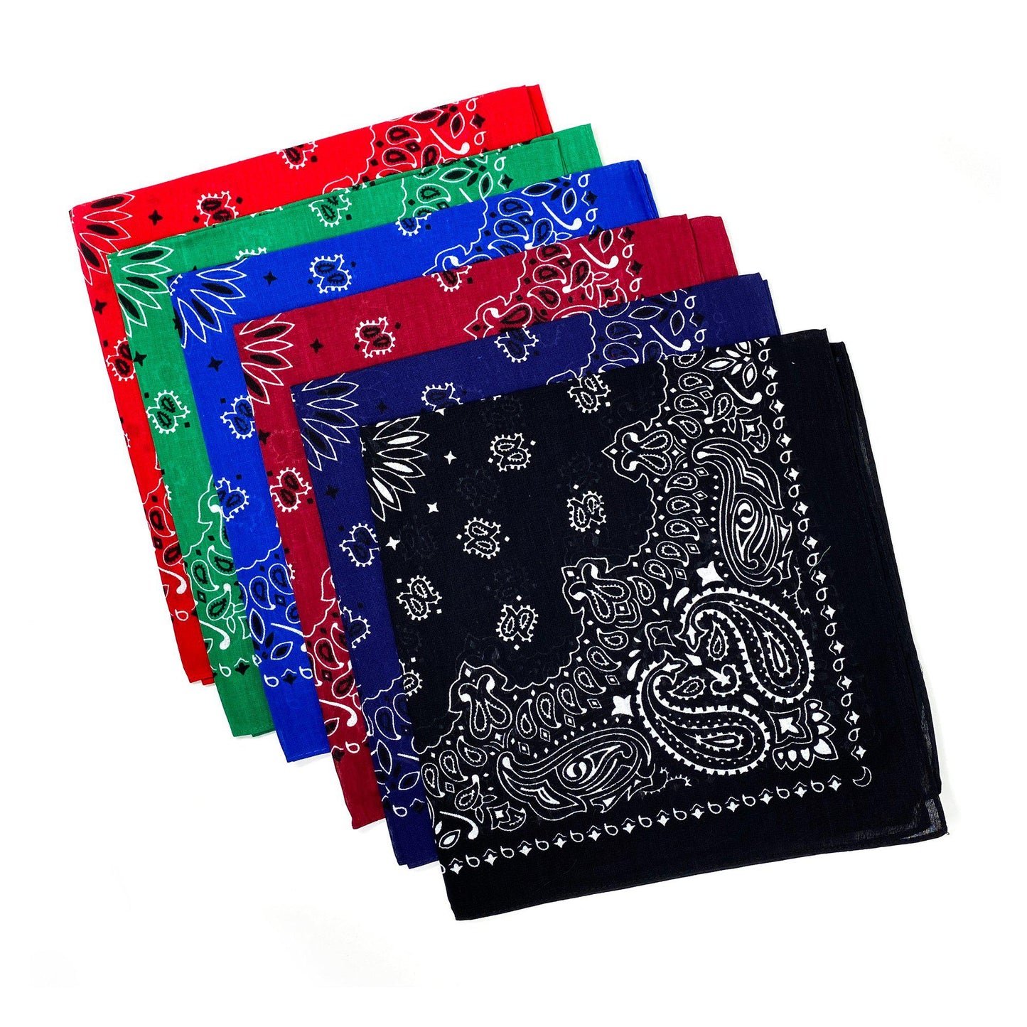 1 Dozen Bandanas Assorted Paisley 100% Cotton Cloth Face Mask Scarf Washable-Dark Colors - Assorted-