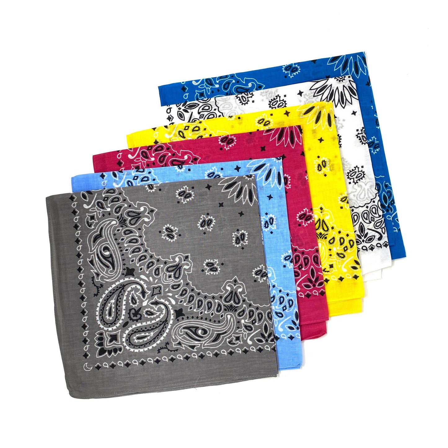 1 Dozen Bandanas Assorted Paisley 100% Cotton Cloth Face Mask Scarf Washable-Dark Colors - Assorted-