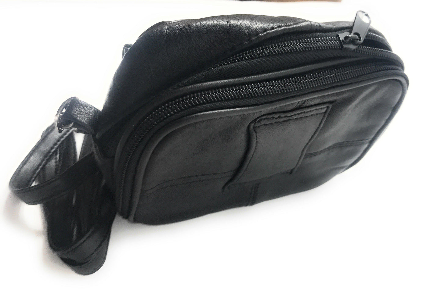 Leather Fanny Pack Waist Bag Pouch Travel Purse Organizer Shoulder Strap 6-1/2inchx4-1/2inch-