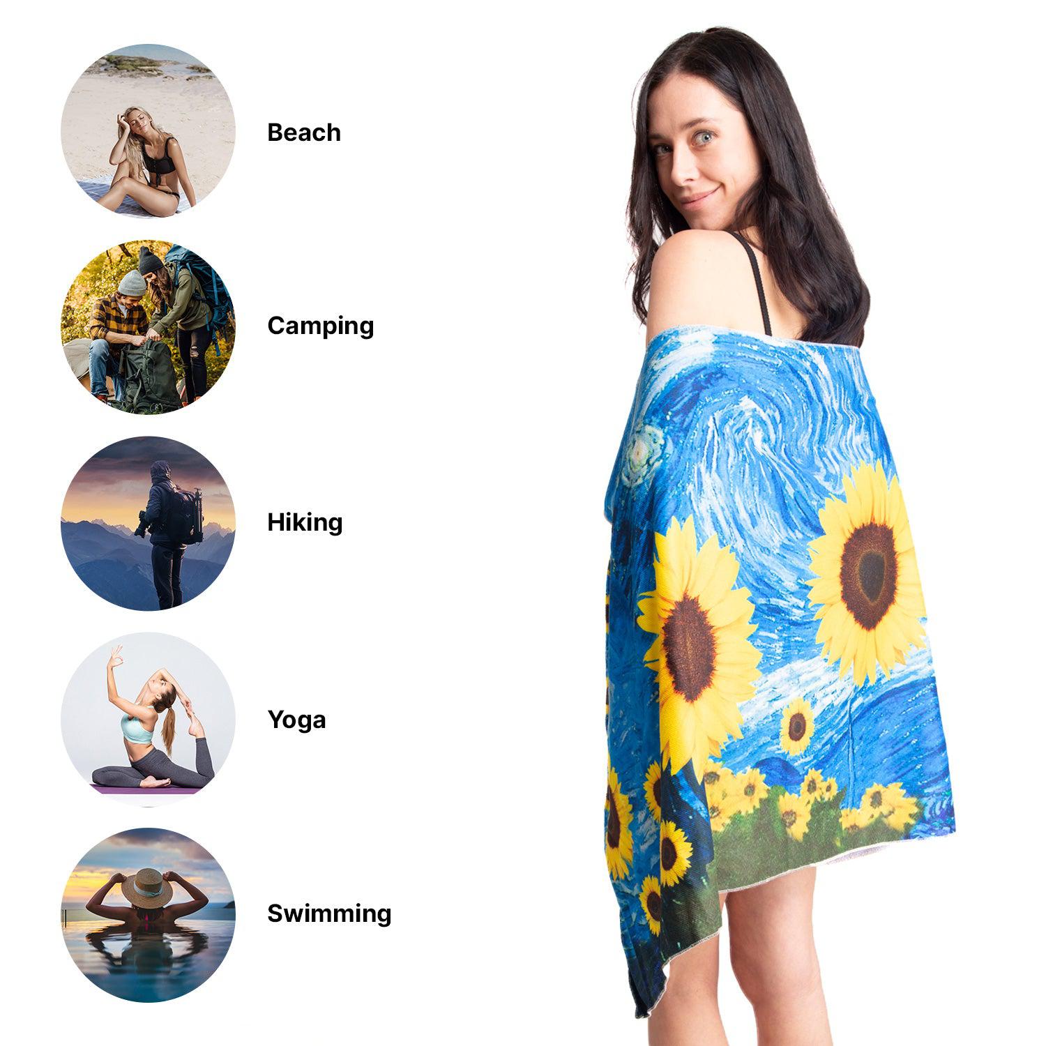 Empire Cove 2 in 1 Convertible Beach Towel Tote Bag Shoulder Bag Pool Swim-Sunflower-