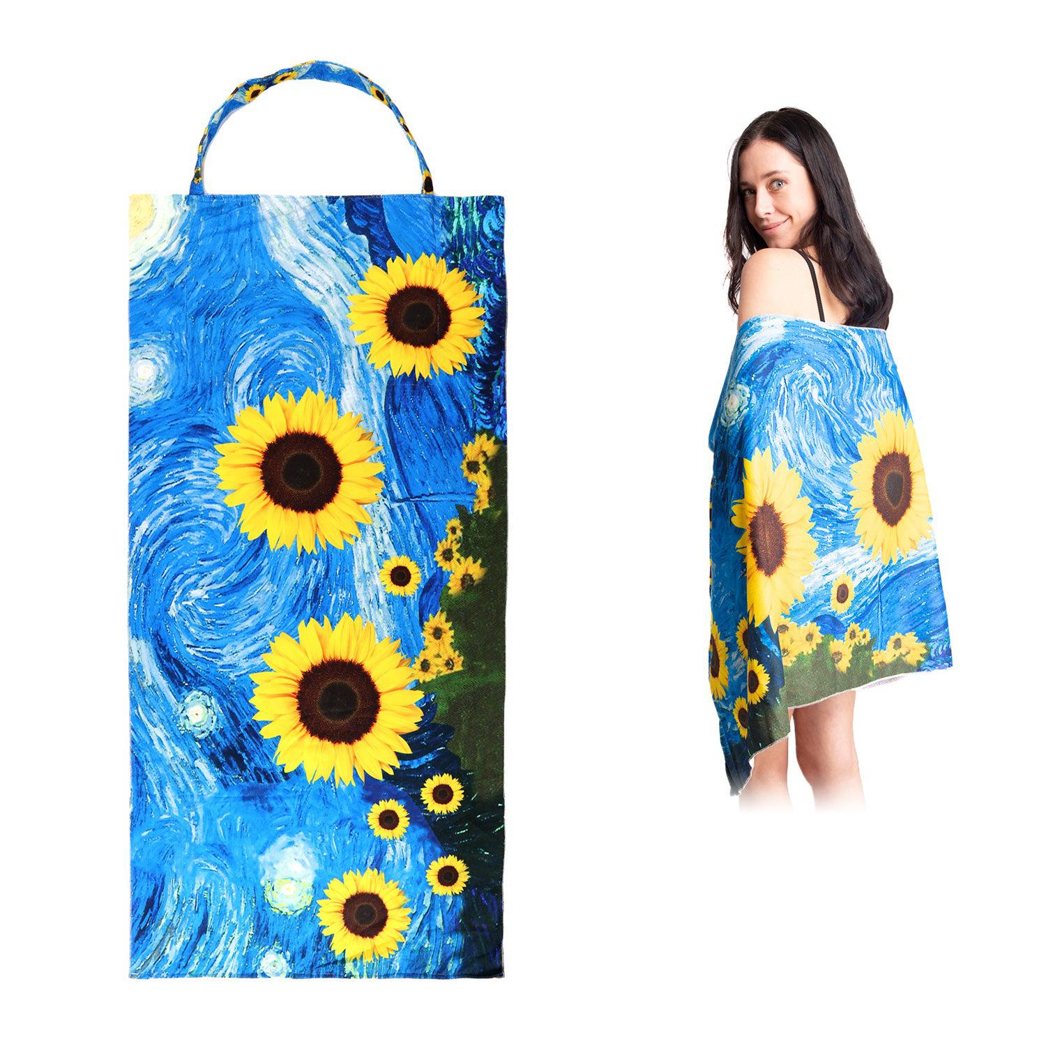 Empire Cove 2 in 1 Convertible Beach Towel Tote Bag Shoulder Bag Pool Swim-Sunflower-