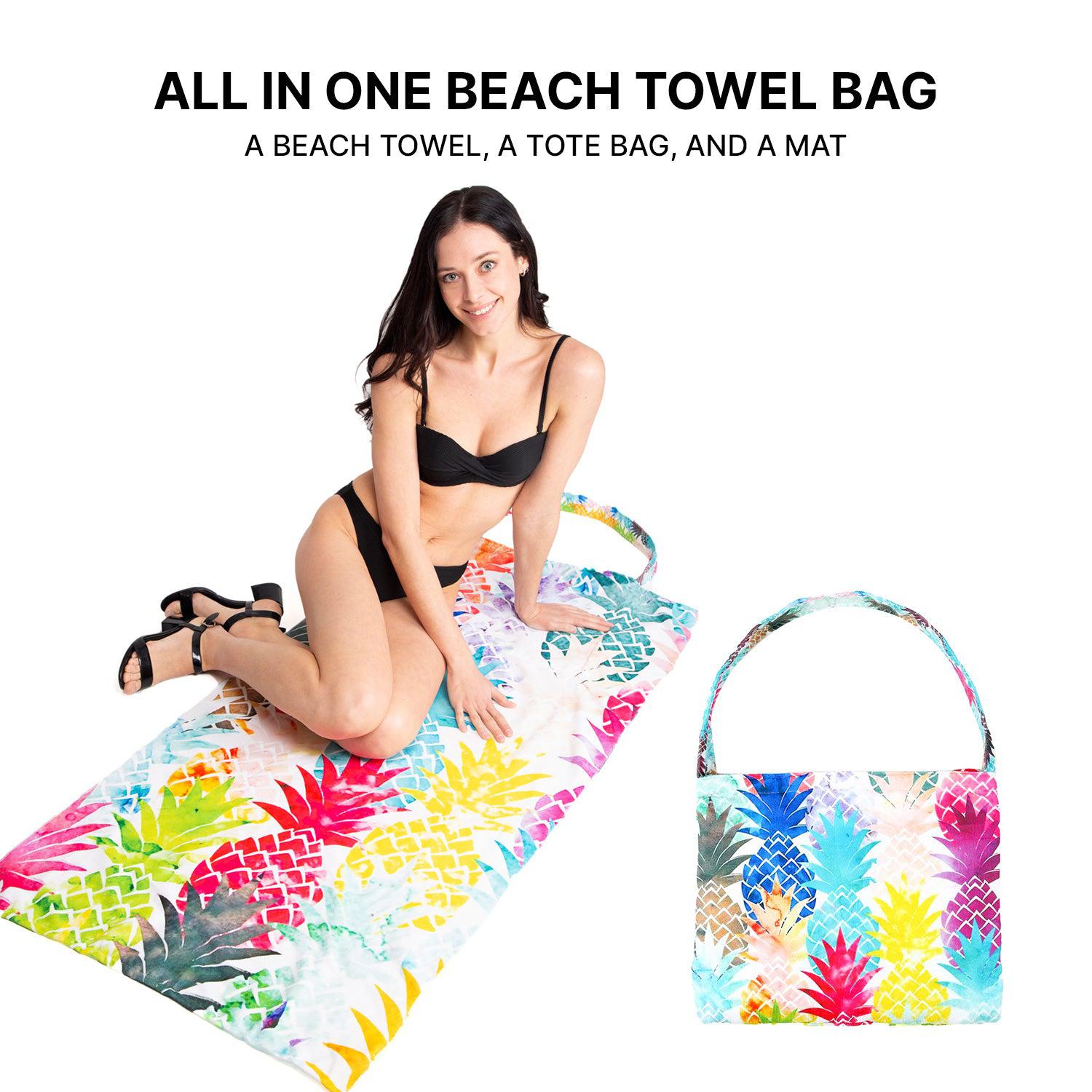 Empire Cove 2 in 1 Convertible Beach Towel Tote Bag Shoulder Bag Pool Swim-Sunflower-