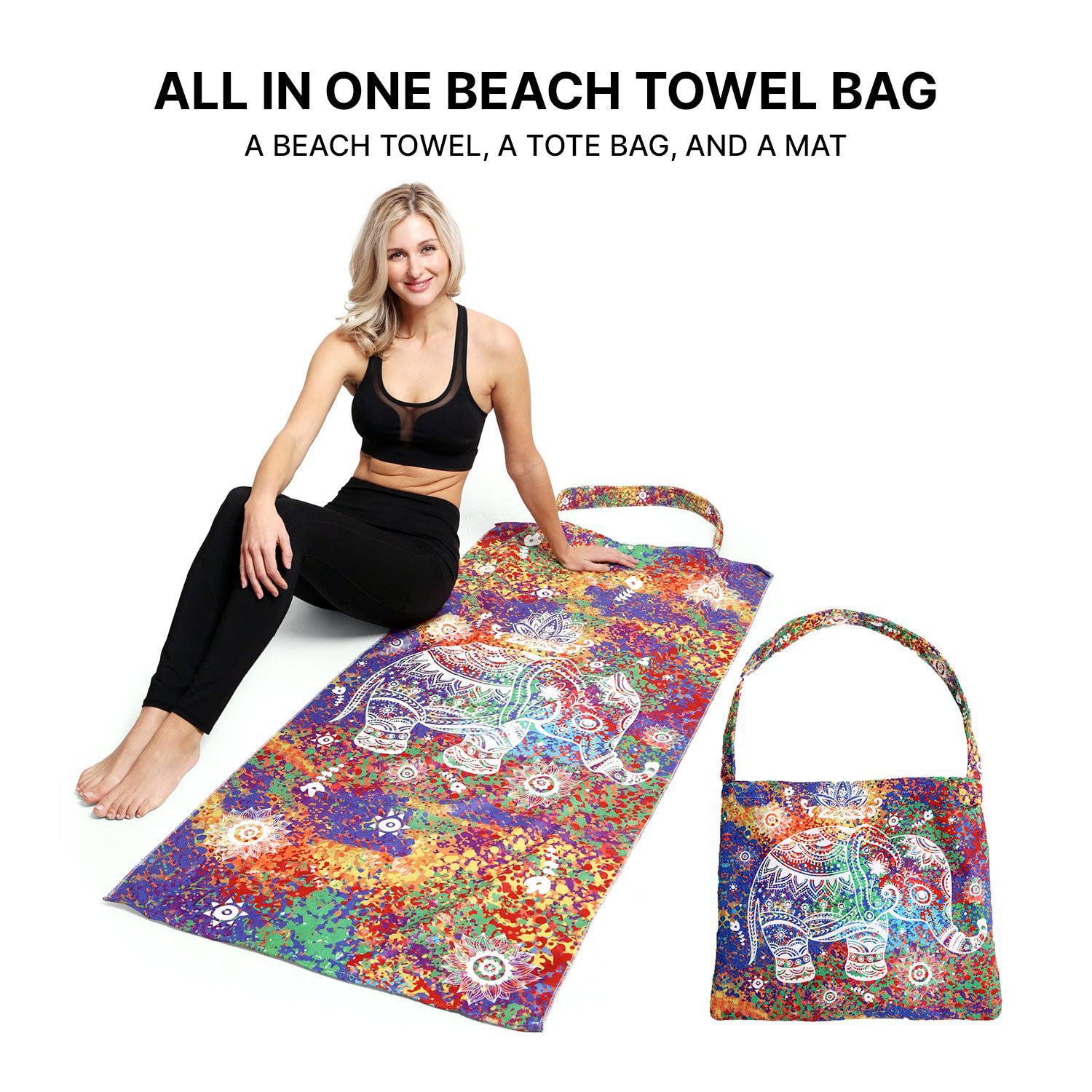 Empire Cove 2 in 1 Convertible Beach Towel Tote Bag Shoulder Bag Pool Swim-Sunflower-