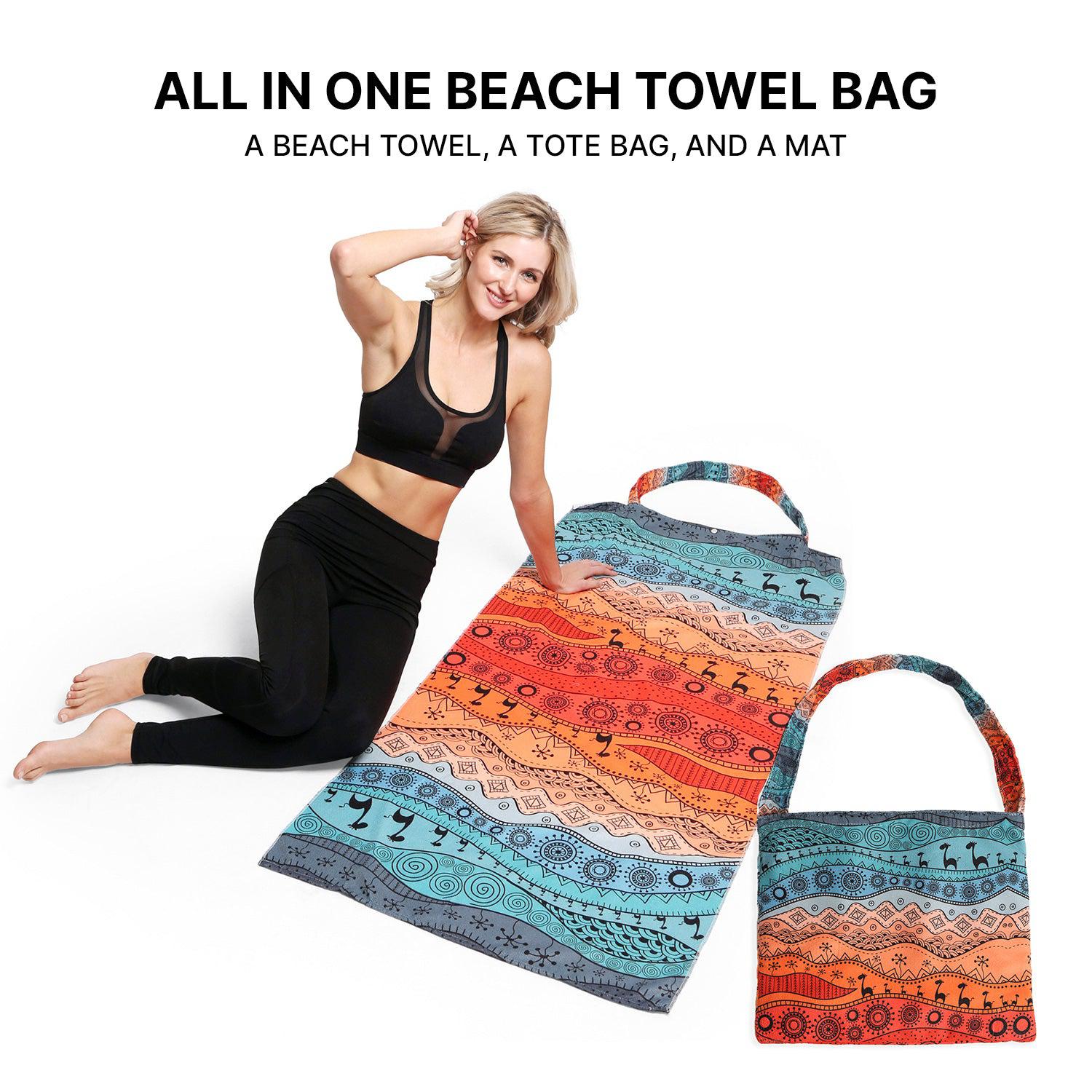 Empire Cove 2 in 1 Convertible Beach Towel Tote Bag Shoulder Bag Pool Swim-Sunflower-