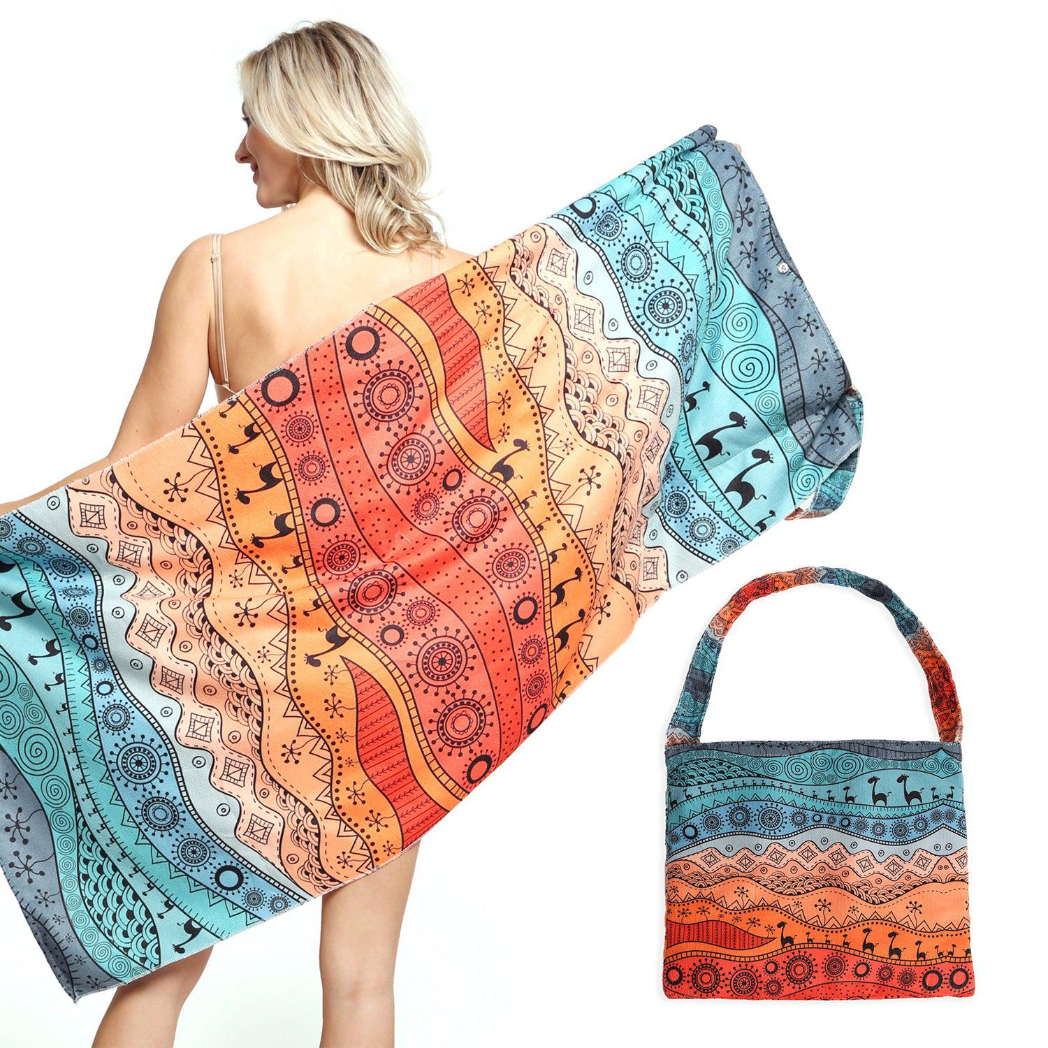 Empire Cove 2 in 1 Convertible Beach Towel Tote Bag Shoulder Bag Pool Swim-Sunflower-