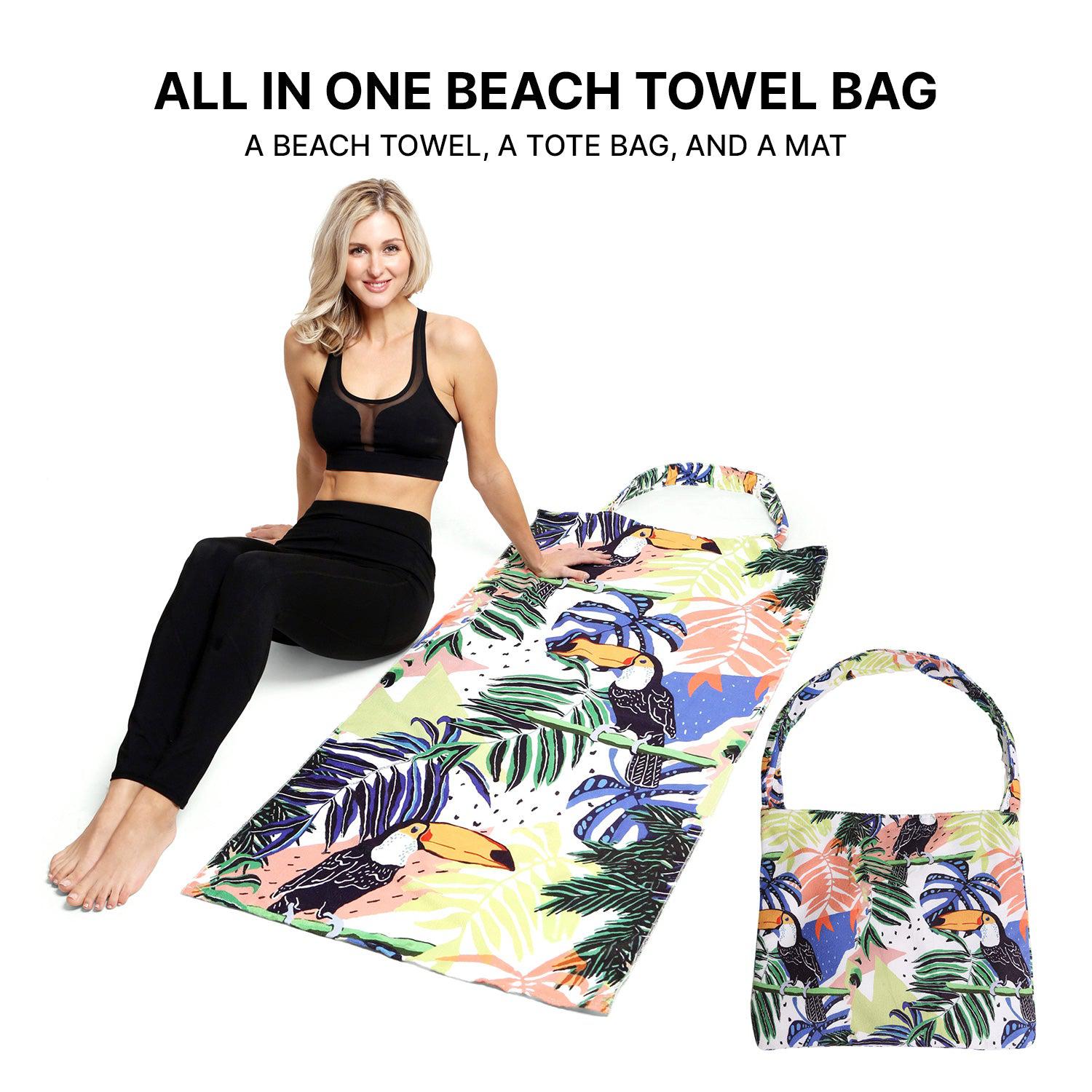 Empire Cove 2 in 1 Convertible Beach Towel Tote Bag Shoulder Bag Pool Swim-Sunflower-