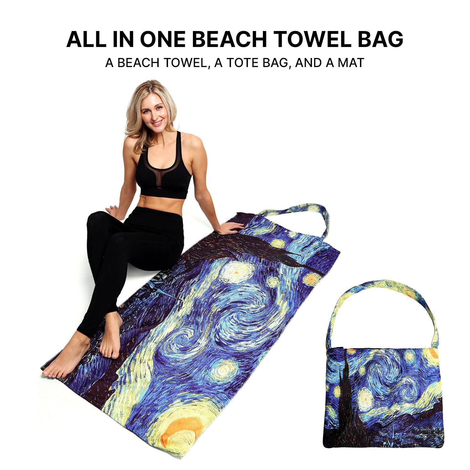 Empire Cove 2 in 1 Convertible Beach Towel Tote Bag Shoulder Bag Pool Swim-Sunflower-