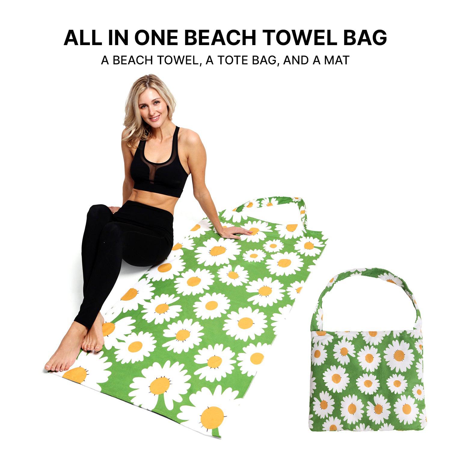 Empire Cove 2 in 1 Convertible Beach Towel Tote Bag Shoulder Bag Pool Swim-Sunflower-