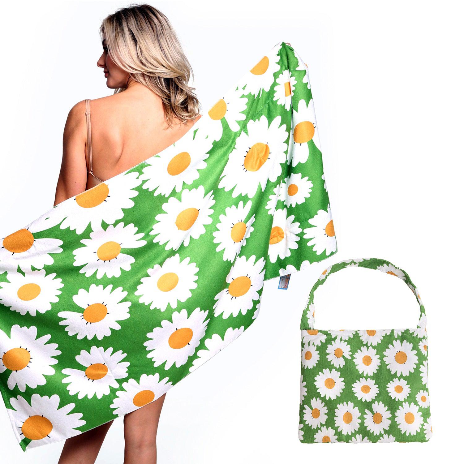 Empire Cove 2 in 1 Convertible Beach Towel Tote Bag Shoulder Bag Pool Swim-Sunflower-