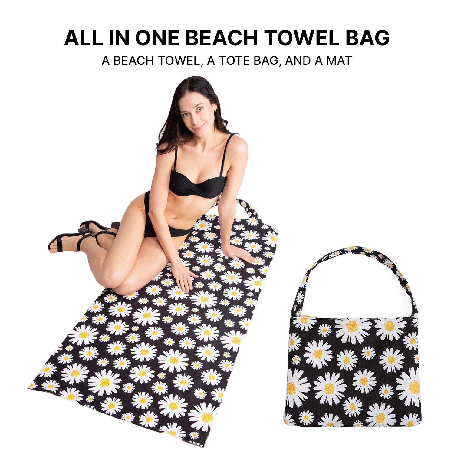 Empire Cove 2 in 1 Convertible Beach Towel Tote Bag Shoulder Bag Pool Swim-Sunflower-