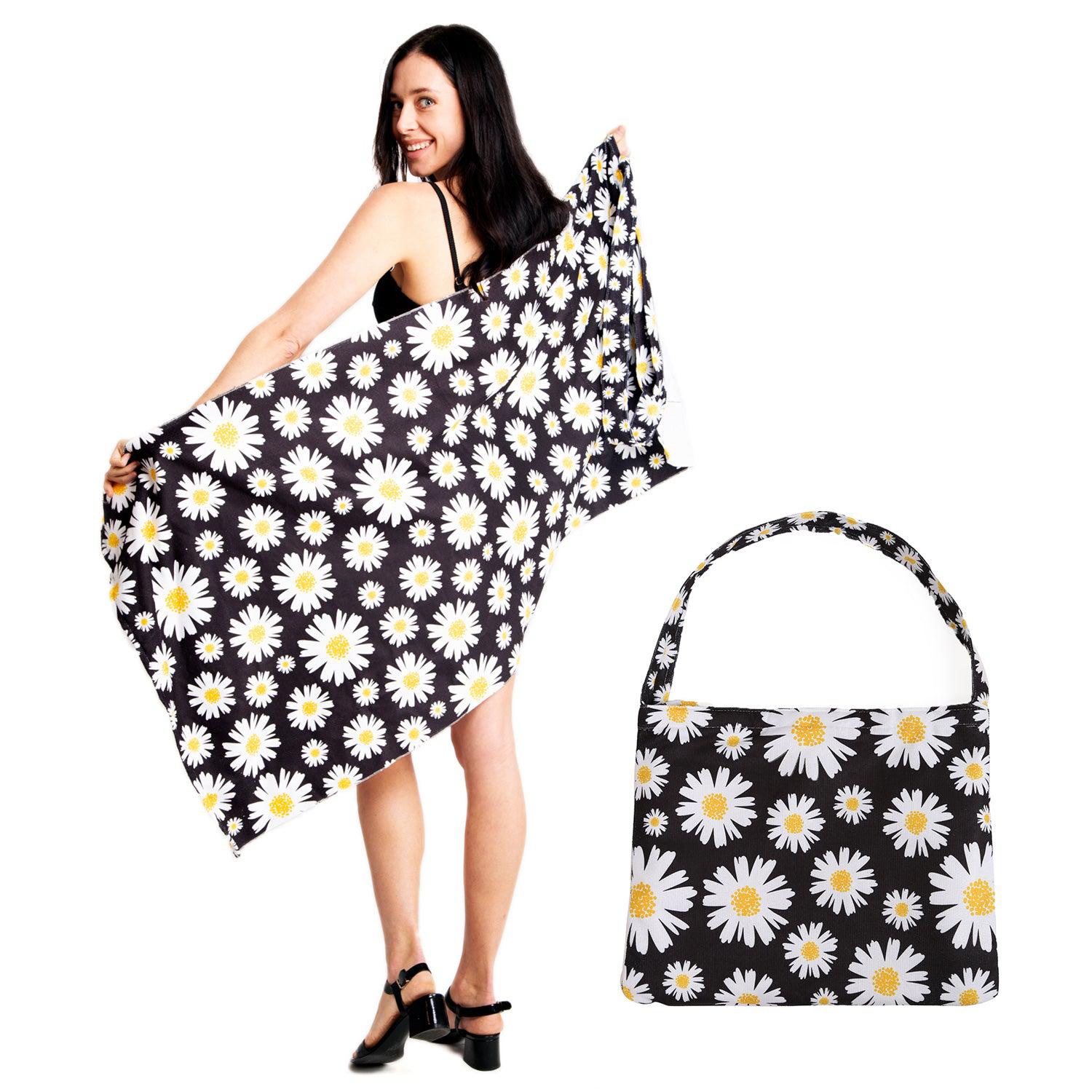 Empire Cove 2 in 1 Convertible Beach Towel Tote Bag Shoulder Bag Pool Swim-Sunflower-