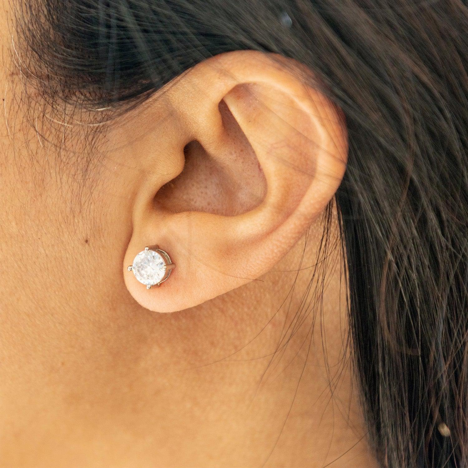 Empire Cove 14K Gold Sterling Silver Dipped Jewelry Cubic Zirconia Stud Earrings-GOLD-