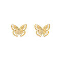 Empire Cove 14K Gold Sterling Silver Dipped Stud Earrings Jewelry Butterfly Cubic Zirconia-GOLD-
