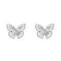 Empire Cove 14K Gold Sterling Silver Dipped Stud Earrings Jewelry Butterfly Cubic Zirconia-SILVER-