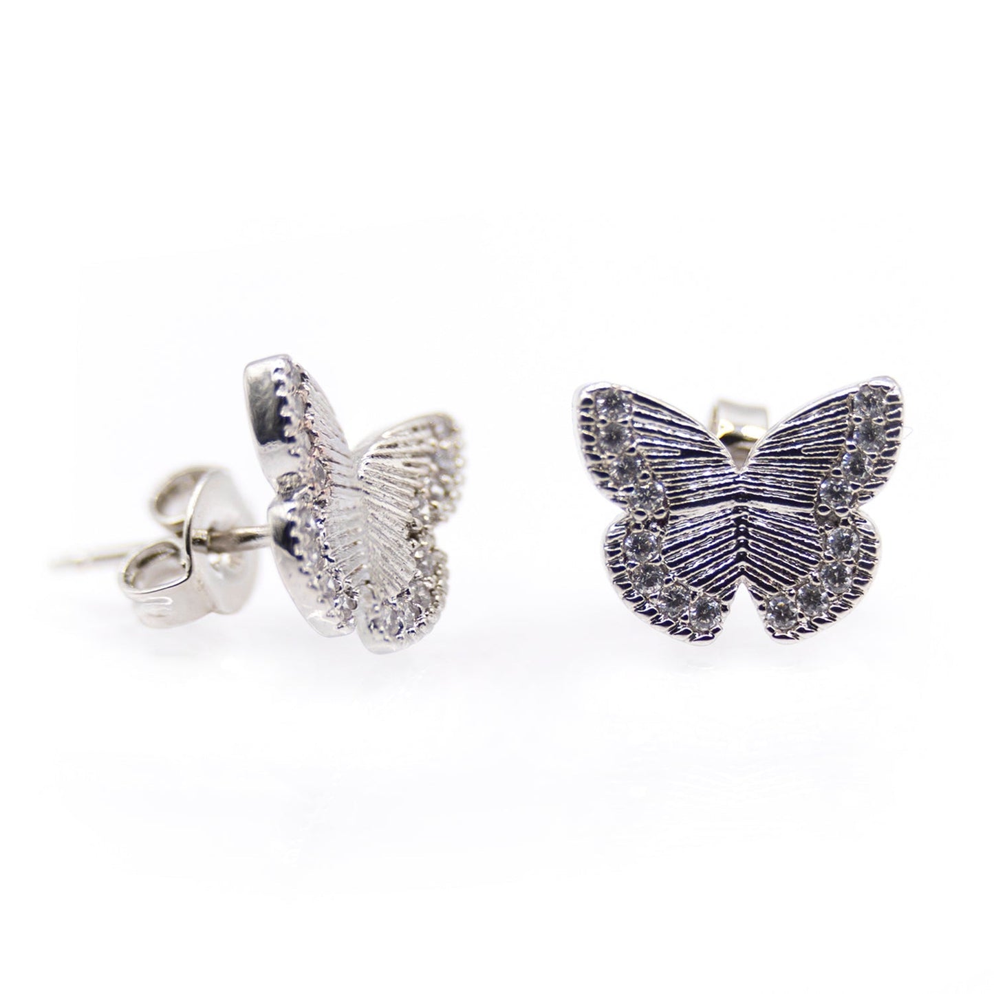 Empire Cove 14K Gold Sterling Silver Dipped Stud Earrings Jewelry Butterfly Cubic Zirconia-GOLD-