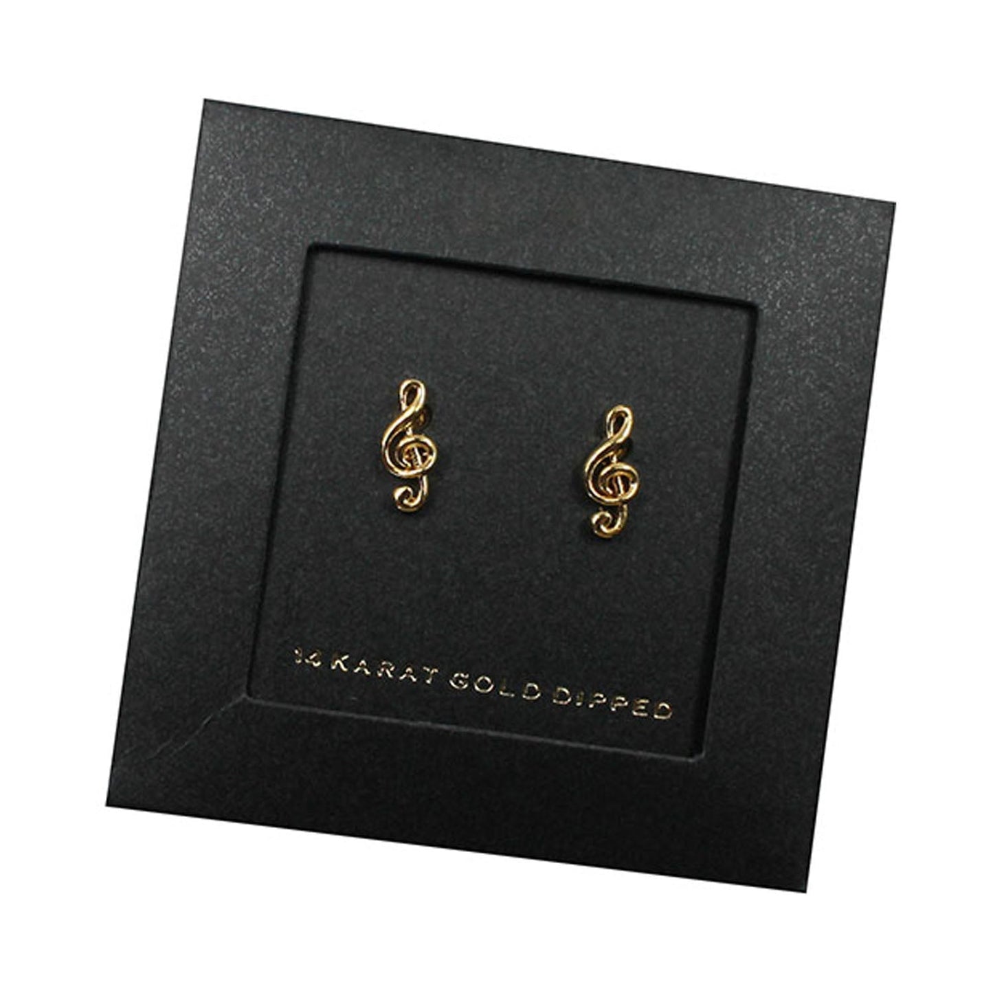 Empire Cove 14K Gold Sterling Silver Dipped Jewelry Musical Note Stud Earrings-GOLD-