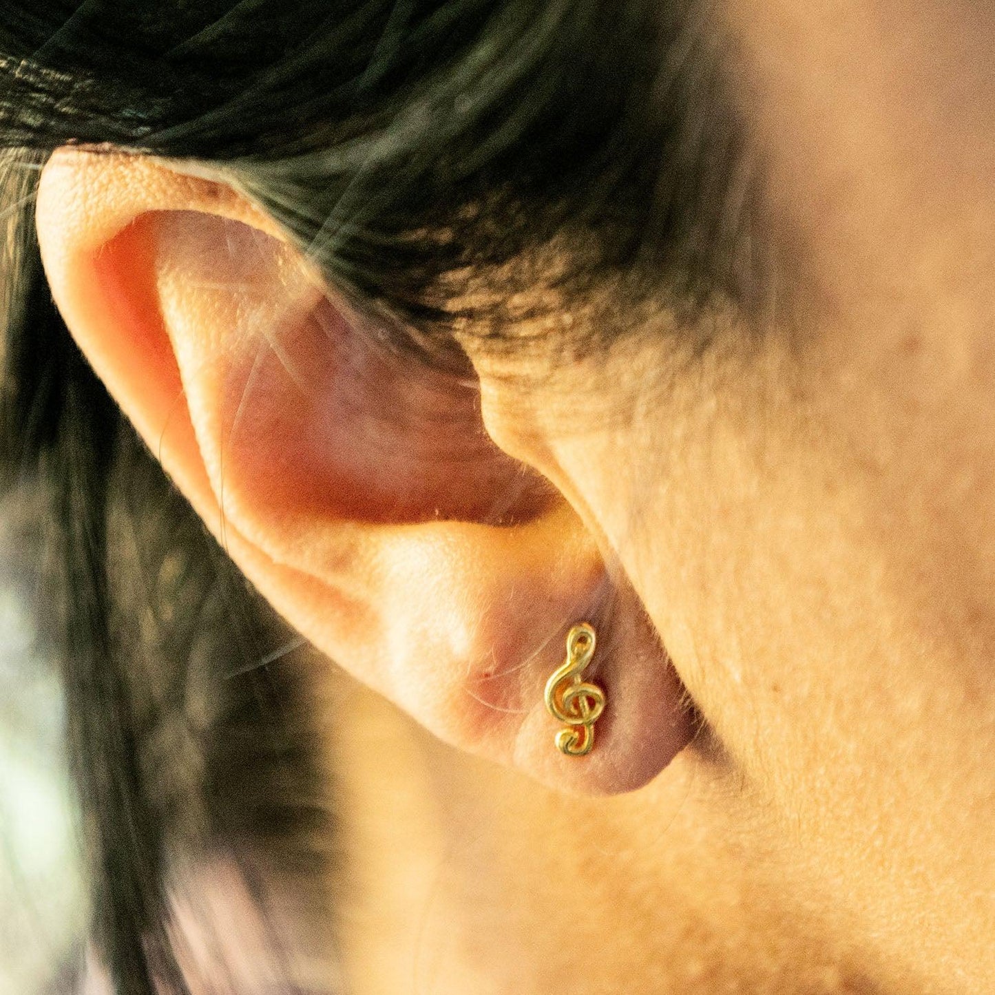 Empire Cove 14K Gold Sterling Silver Dipped Jewelry Musical Note Stud Earrings-GOLD-