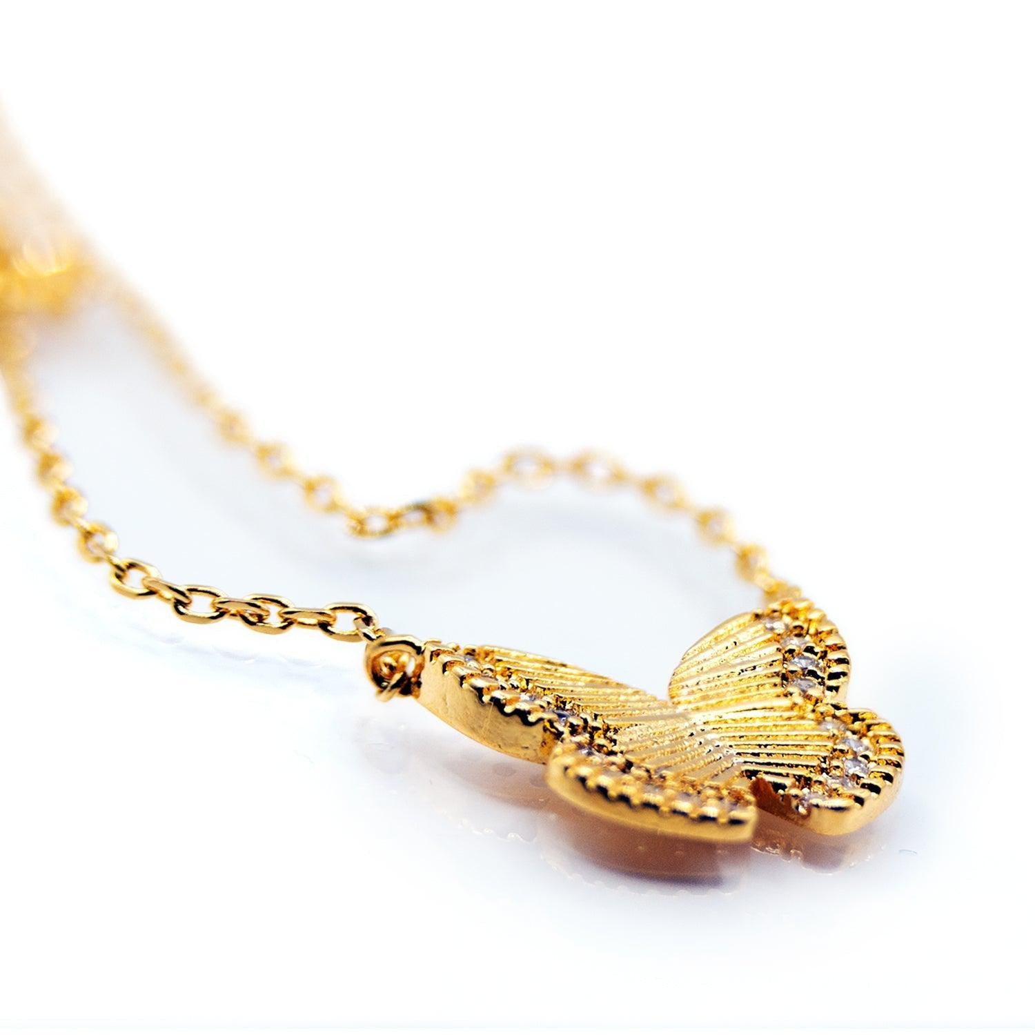The Empire Cove 14K Gold Sterling Silver Dipped Jewelry Butterfly Pendant Necklace-GOLD-