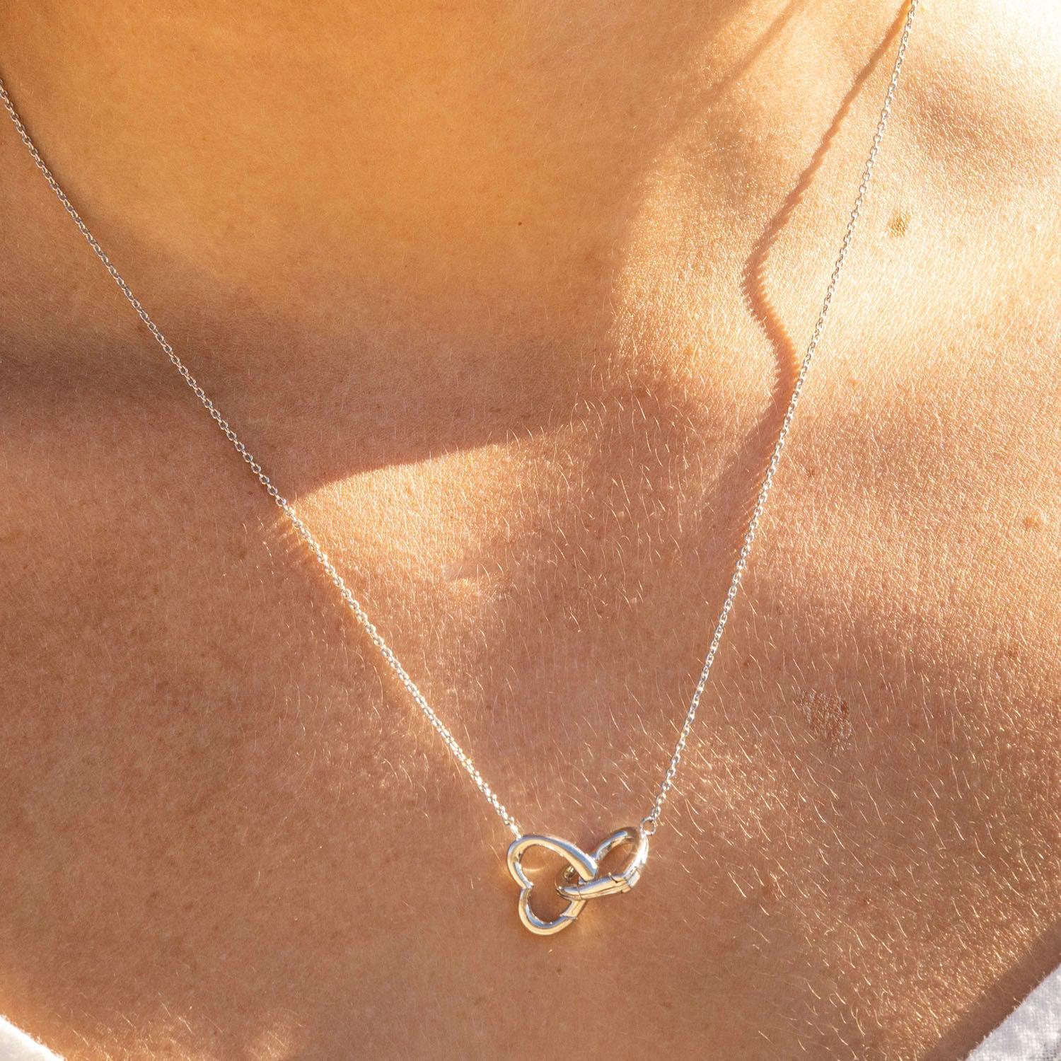 Empire Cove 14K Gold Sterling Silver Dipped Jewelry Double Heart Pendant Necklace-GOLD-