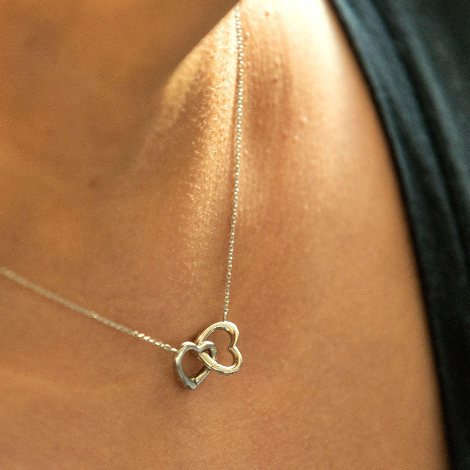 Empire Cove 14K Gold Sterling Silver Dipped Jewelry Double Heart Pendant Necklace-GOLD-