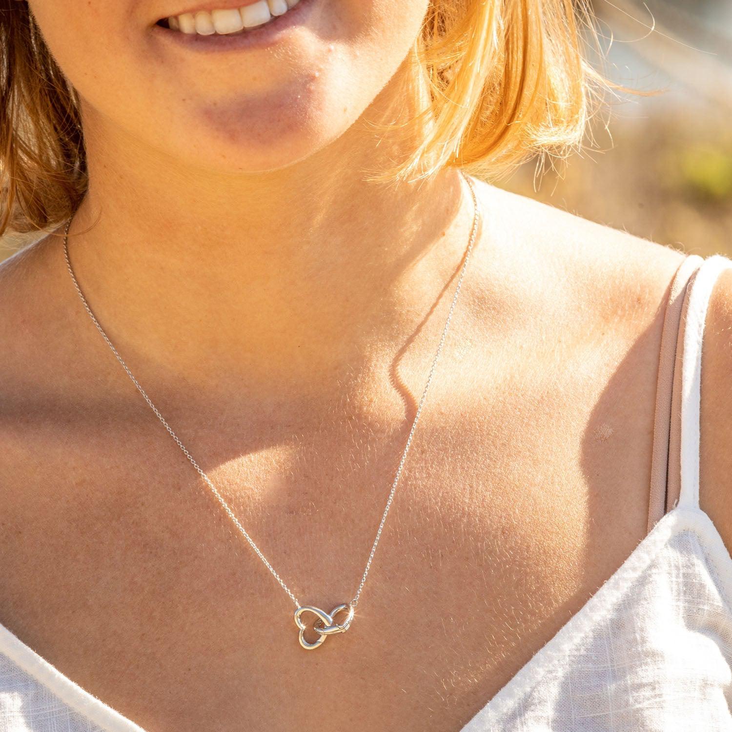 Empire Cove 14K Gold Sterling Silver Dipped Jewelry Double Heart Pendant Necklace-GOLD-
