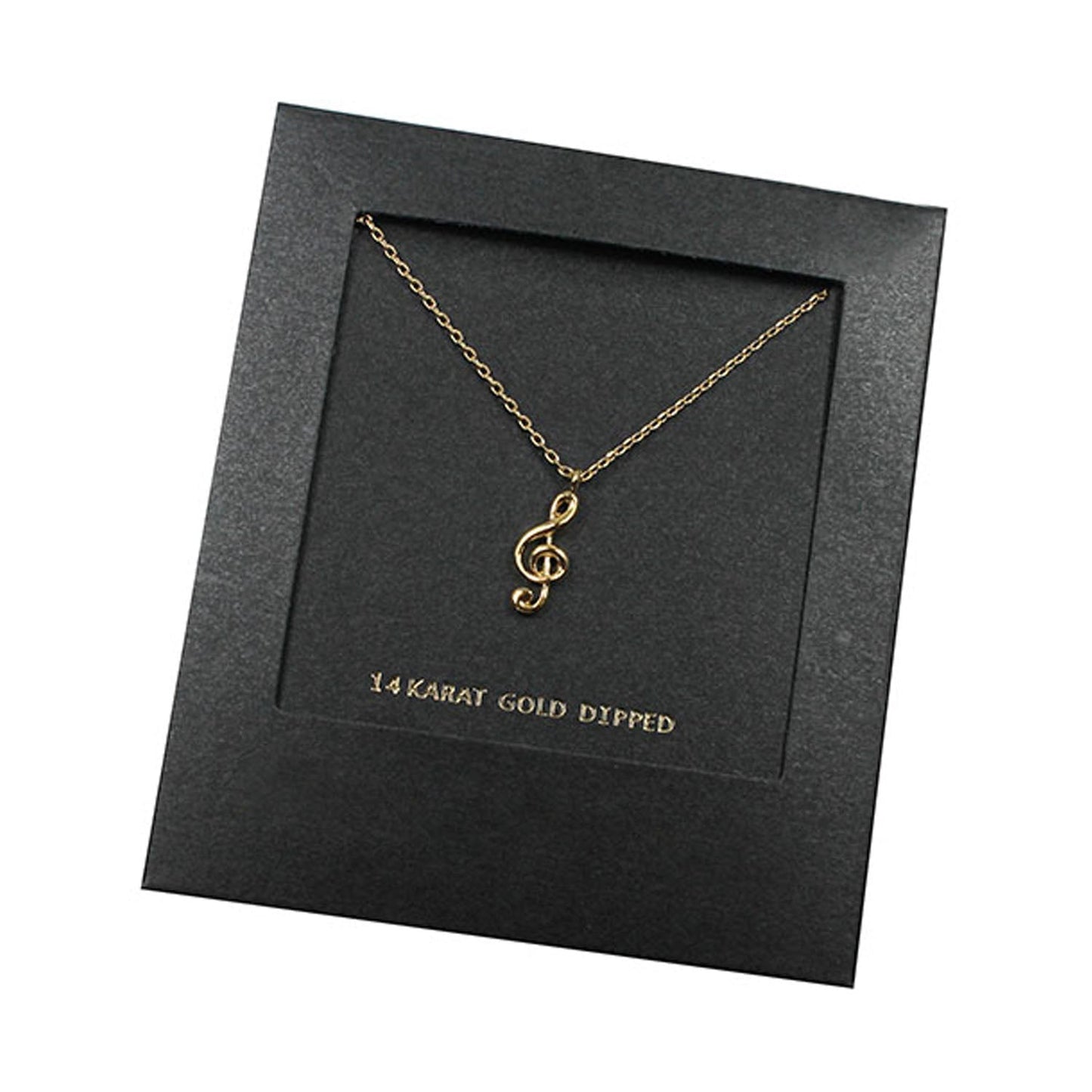 Empire Cove 14K Gold Sterling Silver Dipped Jewelry Musical Note Pendant Necklace-GOLD-
