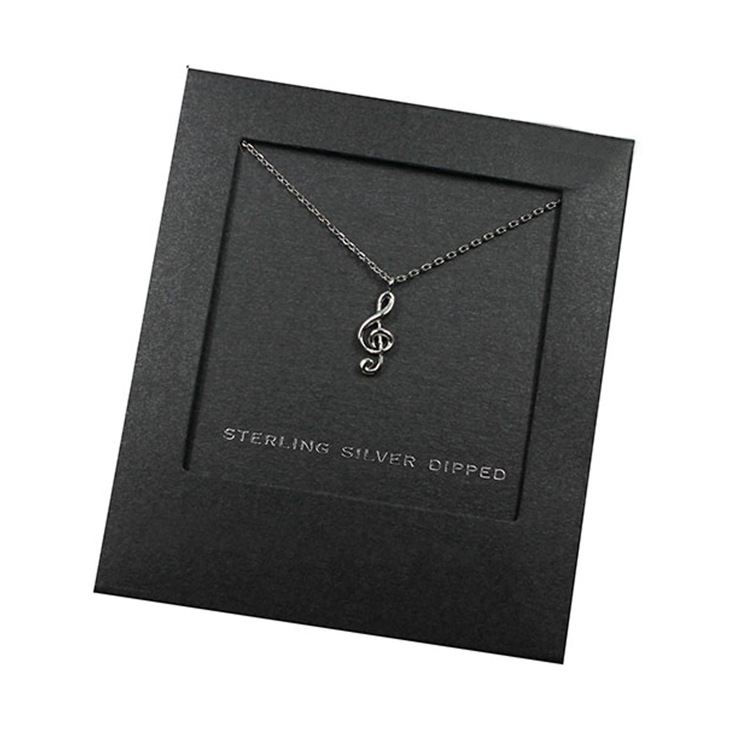 Empire Cove 14K Gold Sterling Silver Dipped Jewelry Musical Note Pendant Necklace-GOLD-
