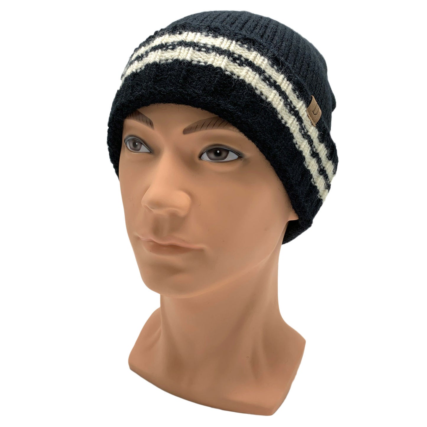 Empire Cove Winter Knit Striped Beanie-Black-