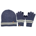 Empire Cove Winter Set Knit Striped Beanie and Touch Screen Gloves Gift Set-Blue-