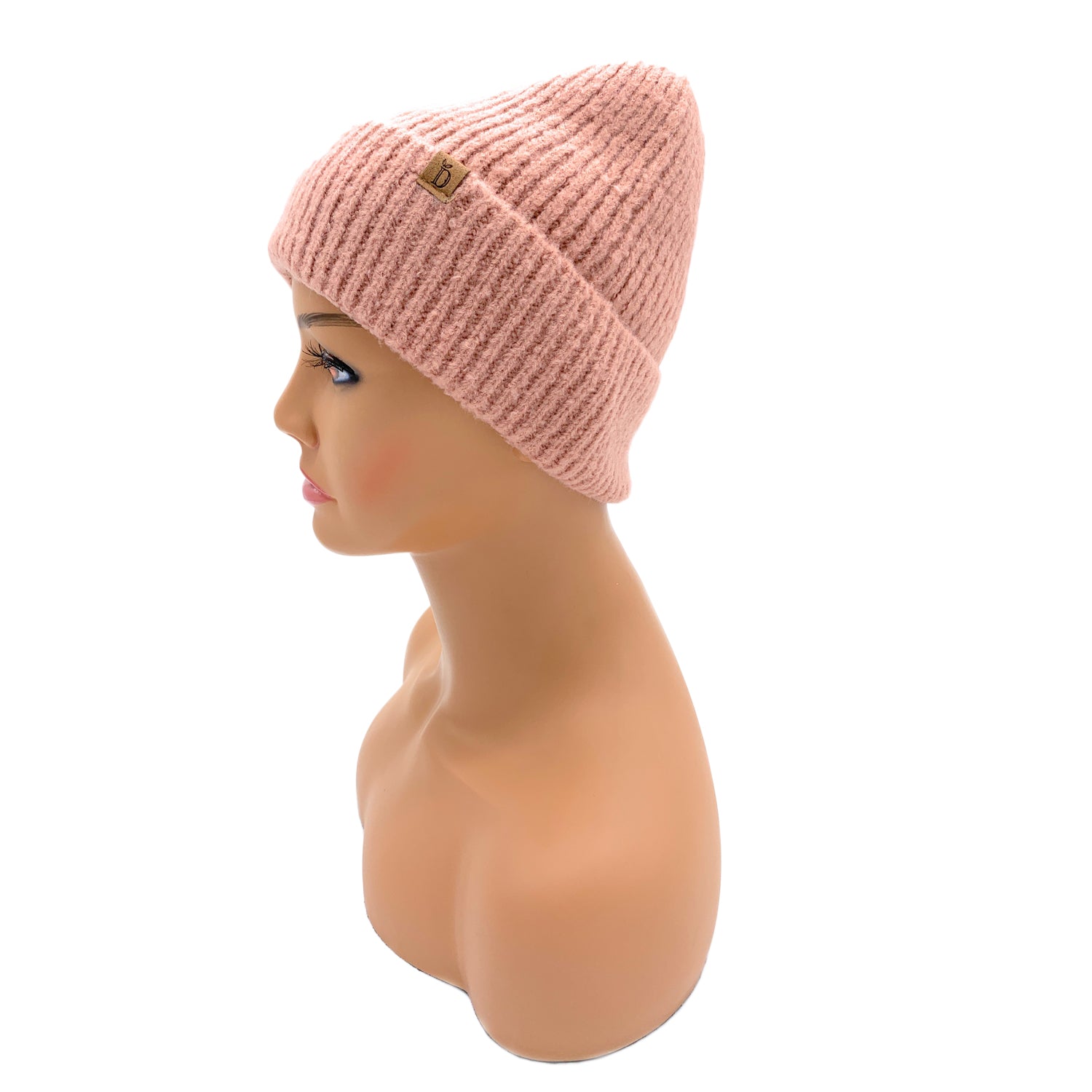 Empire Cove Womens Ribbed Knit Cuff Beanie-Dusty pink-