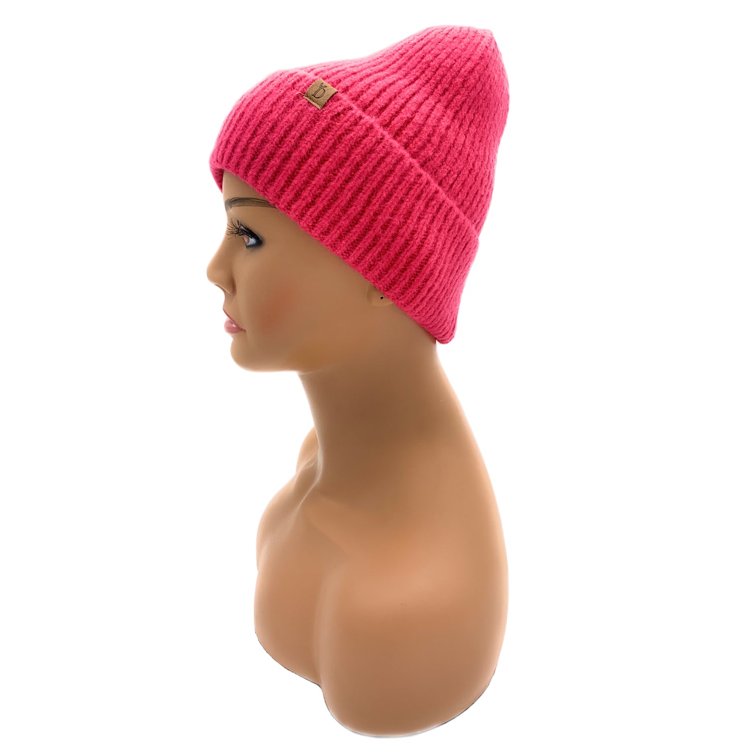 Empire Cove Womens Ribbed Knit Cuff Beanie-Dusty pink-