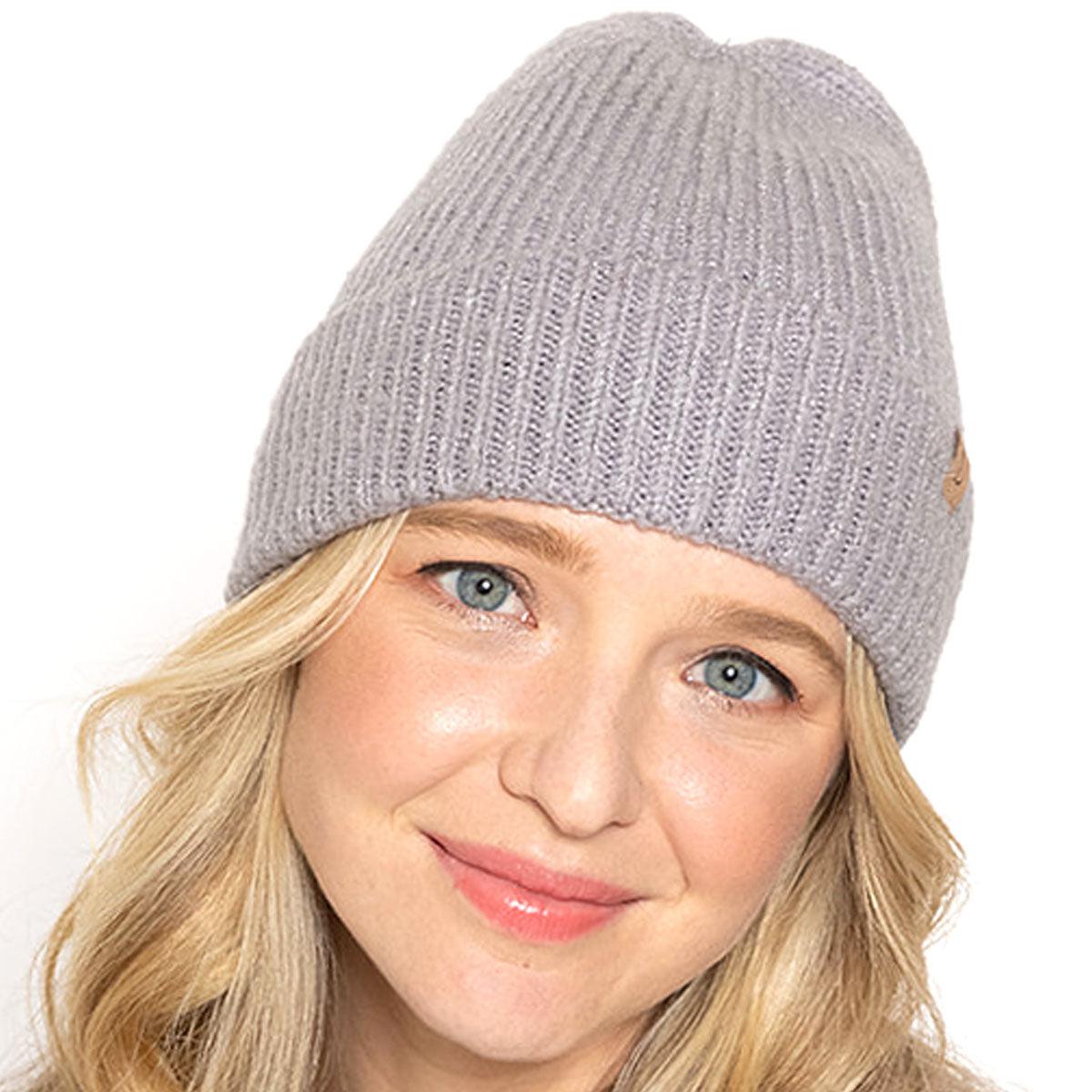 Empire Cove Womens Ribbed Knit Cuff Beanie-Dusty pink-