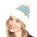 Empire Cove Winter Ribbed Knit Beanie with Faux Fur Pom Pom Hats Gifts for Her-Blue-
