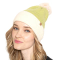 Empire Cove Winter Ribbed Knit Beanie with Faux Fur Pom Pom Hats Gifts for Her-Green-