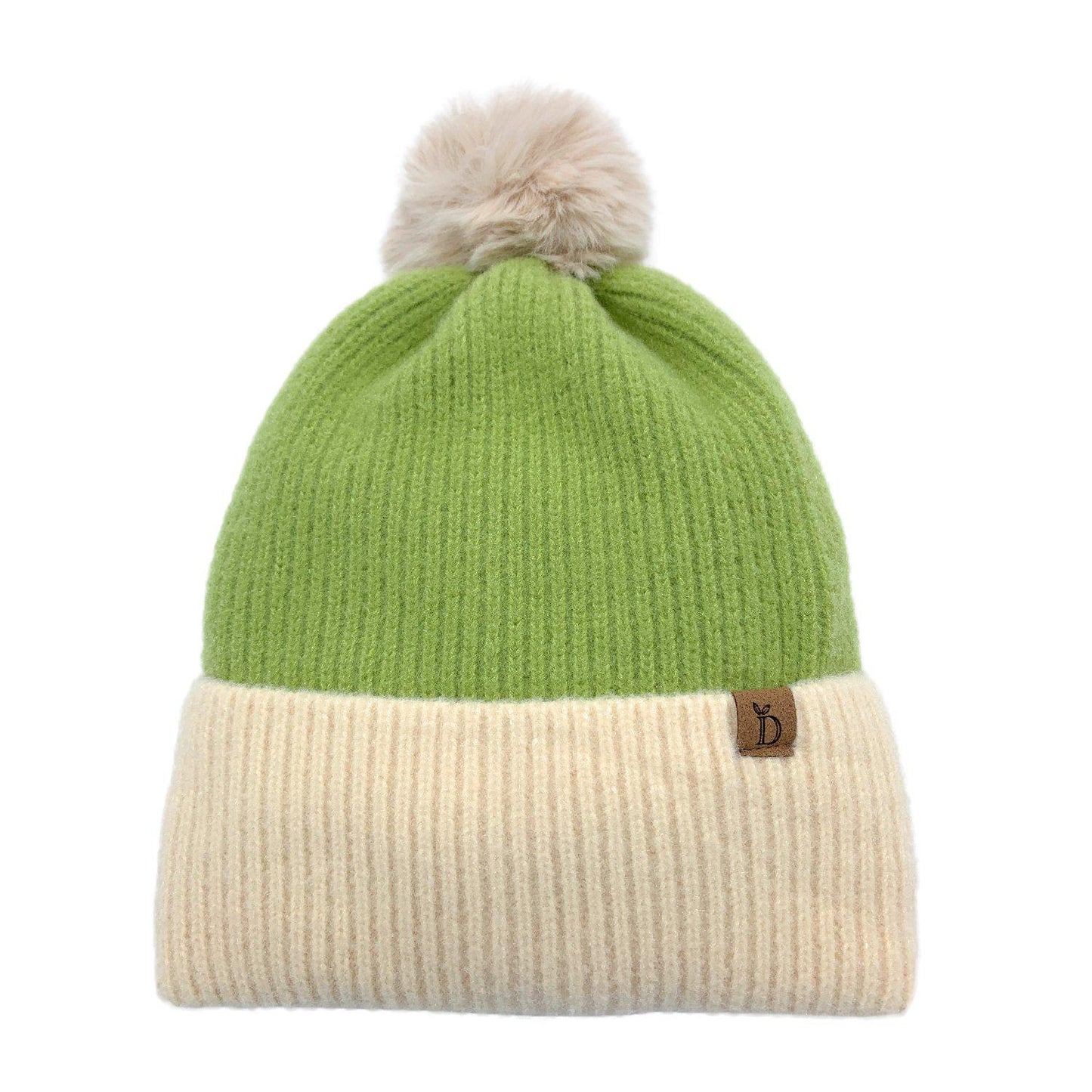 Empire Cove Winter Ribbed Knit Beanie with Faux Fur Pom Pom Hats Gifts for Her-Blue-